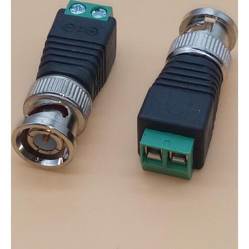 2Pcs Mini Coaxial Male BNC Connector UTP Coax CCTV Video Balun Adapter for CAT5 IP Camera Surveillance Accessories