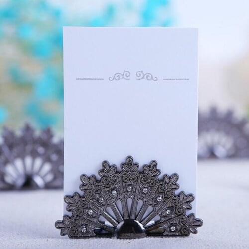 20 pieces/lot) Marriage Table Decoration Peacock Place Card Holder Wedding Decoration Centerpieces Table Name Place Card CH007