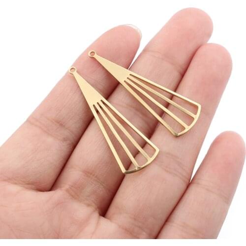 30pcs Raw Brass Charms Open Fan Shape Jewelry DIY Earring Jewelry Making Material Accessories