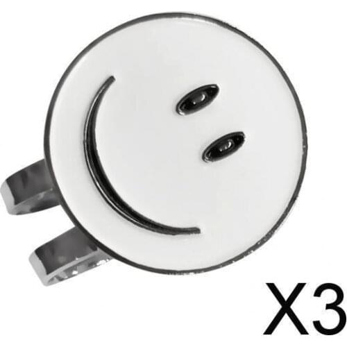 3xWhite Face Golf Ball Marker with Magnetic Hat Clip Golf Accessories