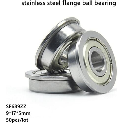 50pcs/lot ABEC-5 SF689ZZ 9x17x5mm stainless steel flanged ball bearing SF689 -2Z 9*17*5mm