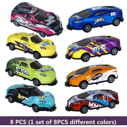 8pcs Children Stunt Toy Car Catapult 360° Flip Mini Car Metal Sheet Impact Back Car Toy Car Model As Boy Birthday Gift Toys