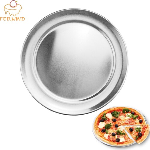 6/8/10/12/14/16 Inch Aluminum Pizza Pan Wide Rim Round Pizza Oven/Baking Tray Reusable Non Stick Baking Sheet Pizza Tray 039
