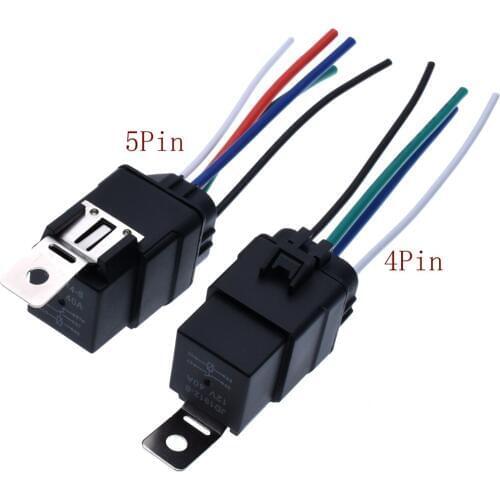 Car Auto Automobile Relay Sealed Waterproof Integrated Wired DC12V 40A 5Pin 4pin Auto Relay + Holder With 105mm Length Wires