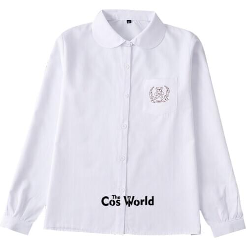 5 Styles S-XXL Womens Girls V-neck Embroidery White Long Sleeve Shirts Tops Blouses For JK School Uniform Student Clothes