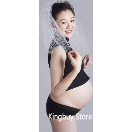 Black Maternity Cloth with Lace Head wear for Pregnancy Photography Props Pregnant Women Photo Shoot Clothes