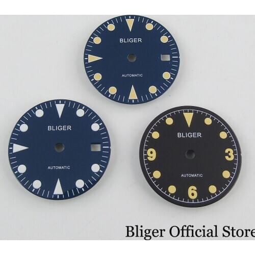 Stainless Steel 28.5mm BLIGER logo Watch Dial Plate with Date Window Fit MIYOTA Movement