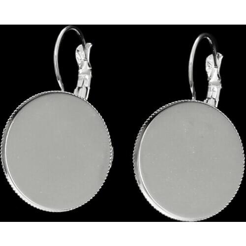 DoreenBeads Copper Earrings Clips silver color Cabochon Setting(Fits 20mm Dia)3.4cm x 21.0mm,25Pairs