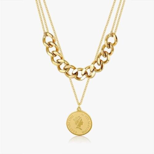 Double Layer Chain Pendants Necklaces Stainless Steel For Women Plated Gold And Silver Geometric Designer Necklace Jewellery