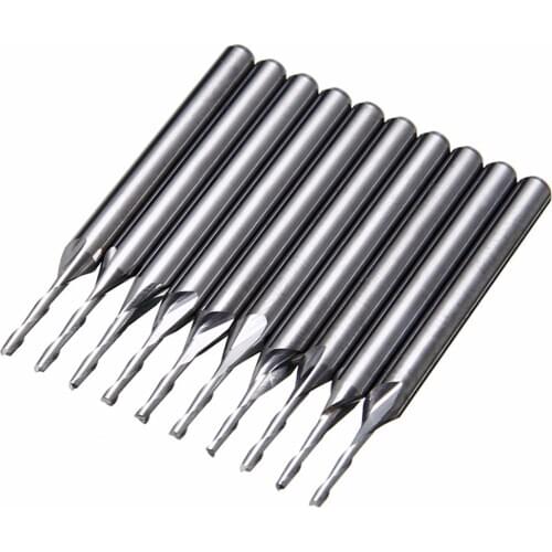10Pcs Tungsten Steel 2 Flutes End Milling Cutter 1/8" 1mm Double Flute Spiral Carbide Flat Nose End Mill CNC Router Bit Mayitr