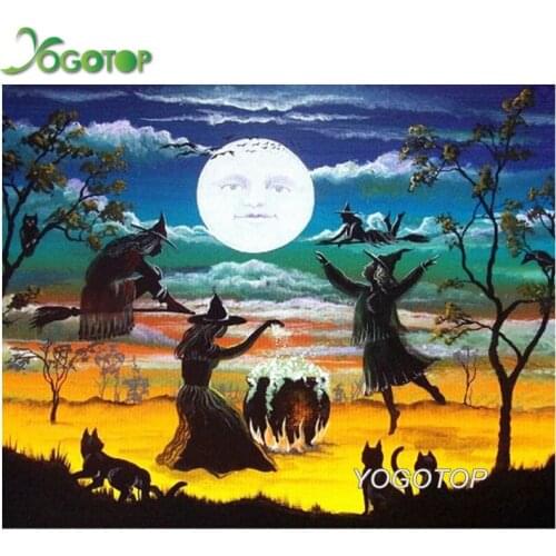 Halloween gift Diy Diamond Painting Witch Cross Stitch Embroidery Scenery Picture Of Rhinestones Handmade 5d Wall Art YY1985