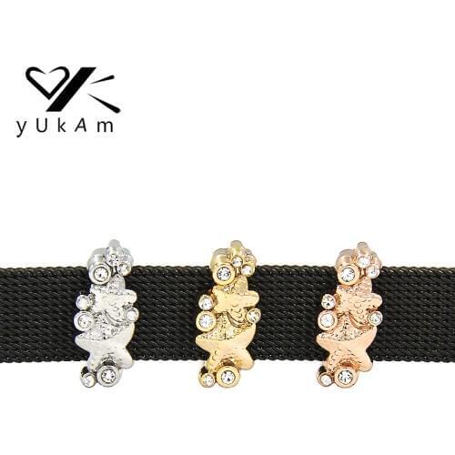YUKAM Crystal Rhinestones Double Starfish Sea Star Slide Charms Keeper for Mesh Keeper Bracelets DIY Jewelry Making Accessories