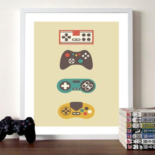 Gaming Print Retro Wall Art Canvas Painting Gamer Gift Video Game Vintage Poster Gamepad Controller Picture Boys Kids Room Decor