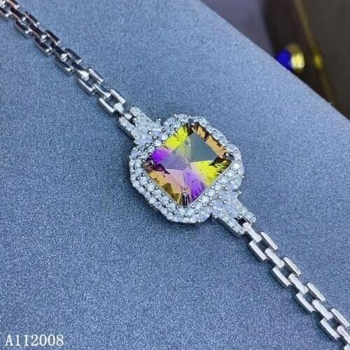 KJJEAXCMY fine jewelry 925 sterling silver inlaid Ametrine bracelet lovely female bracelet support testing