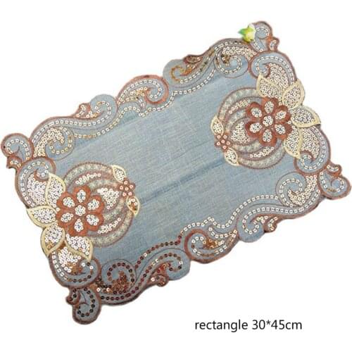 HOT Lace sequin Placemat coffee Embroidery Table place Mat cloth Doily Cup tea Wedding Coaster mug Christmas drink Pad kitchen