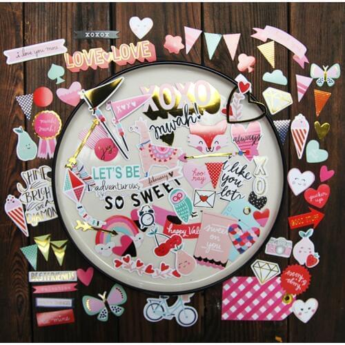 KSCRAFT 60pc Happy Valentines Day Cardstock Die Cuts for Scrapbooking Happy Planner/Card Making/Journaling Project