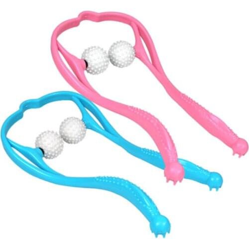 Plastic hand neck massager home multi-function leg double ball press relieve fatigue with massage clamp