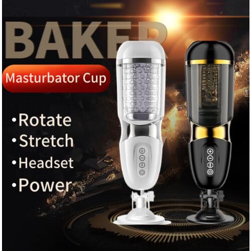 Male Masturbation Cup Automatic Telescopic Rotation 10x10 Modes Silicone Vagina Real Pussy Adult Masturbator Sex Toys For Men