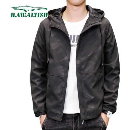 Hawaifish brand mens jacket Autumn new casual young mens trendy hooded windbreaker 2021 high quality fashion casaco masculino