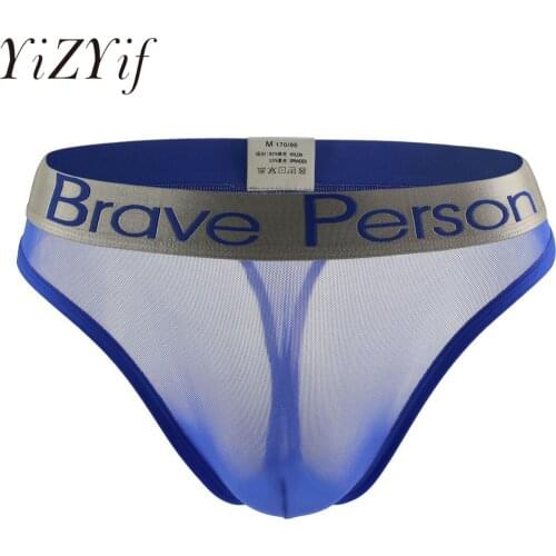 Mens Lingerie Hot Letter Print Underwear Low Rise Bulge Pouch Sexy See-through Briefs Panties Wide Elastic Waistband Underpants