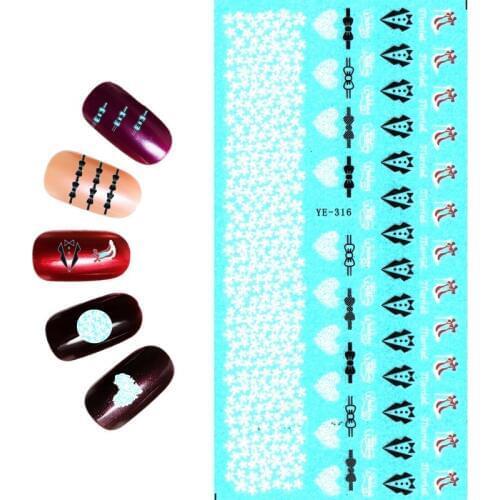 UPRETTEGO NAIL ART BEAUTY WATER DECAL SLIDER NAIL STICKER WHITE FLOWER BOW TIE ANCHOR MARINE WAVE BEACH YE315-320