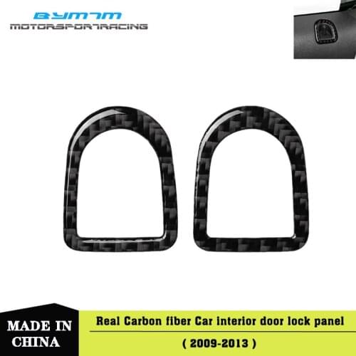 Real Carbon Fiber Stickers Car Door Lock Pin Button Knob Frame Cover Trim Car Styling Accessories For Mustang