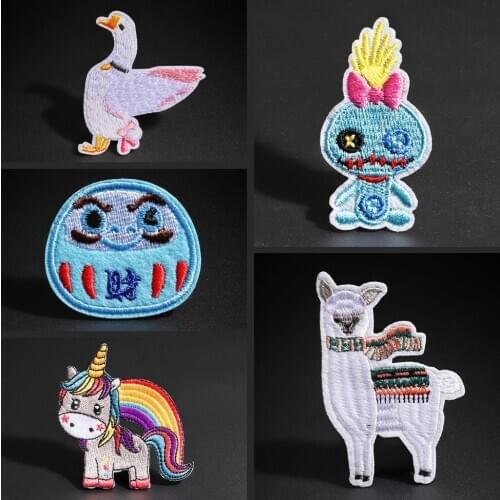 Patch ironing on clothes Fuwa big white goose cartoon Alpaca patches Ragdoll Rainbow donkey Coats bags decoration Badge