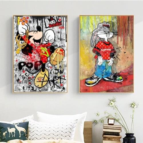 Incredible Luxury Mickey Mouse Wall Decor Poster Painting On Canvas Prints Disney Art Graffiti Cartoon Picture For Living Room