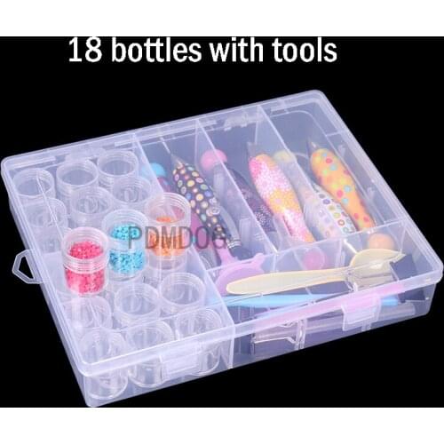 2021 NEW 18 bottle Diamond Painting Tools Sets Diamond Embroidery Accessories kits Beads Container Stone Convenience Storage Box