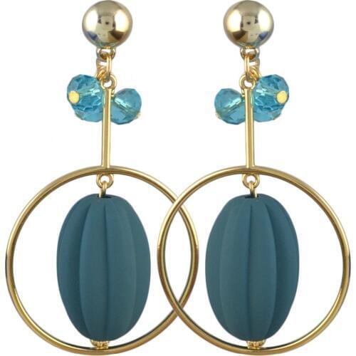 Girl Resin Beads Circle Drop Earrings Charm Jewelry Gold Metal pendientes Wedding Party Women Earring Birthday Gift