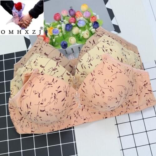 OMHXZJ Wholesale Fashion Middle Age Women Grandmother Gift Wireless Plus Size BCD Cup Seamless Cotton Thin Comfortable Bra NY41