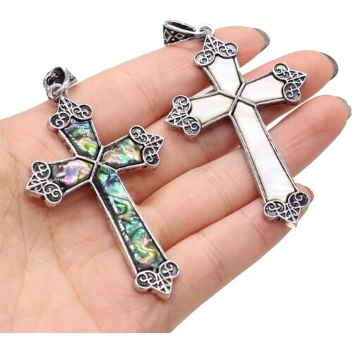 Wholesale Antique Silver Color Metal Christian Cross Pendant for Ethnic Jewelry Making DIY Handmade Necklace Gift 42x65mm
