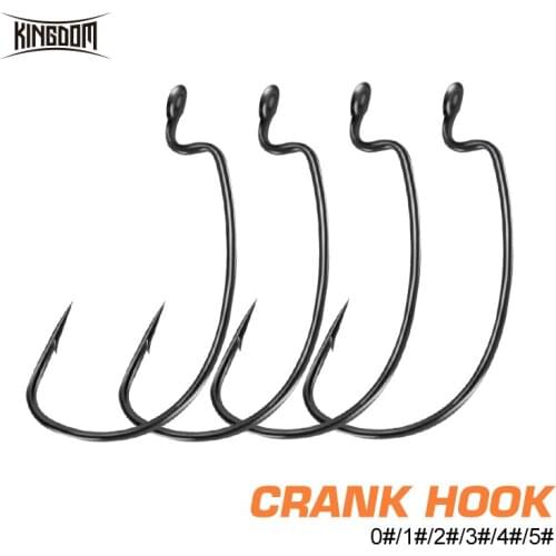Kingdom Fishing Crank Hooks Carbon Steel Single Circle Fly Fishing Jip Barbed Carp Hook Tackles Accessories For Worm Soft Lures