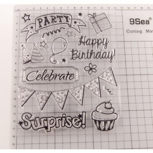 Party Balloon Flag Transparent Clear Silicone Stamps for DIY Scrapbooking/Card Making/Kids Christmas Fun Decoration Supplies