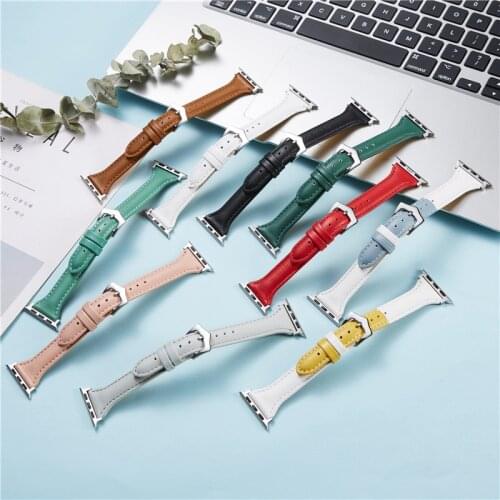Slim Leather Strap for Apple Watch Band 40mm 38mm Woman Bracelet Correa for IWatch Series 1 2 3 4 5 6 SE 44mm 42mm Watchband