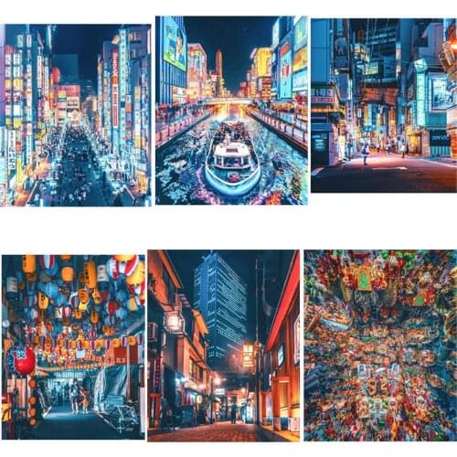 Self-adhesive Wall Stickers Painting Cartoon Style Neon Night Pictures Wall Decor Wall Art Posters and Prints Home Decoration