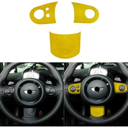 Suede Car Interior Steering Wheel Decoration Cover Trim Stickers for BMW MINI R50 R52 R53 R55 2001-2014 Car Accessories Styling