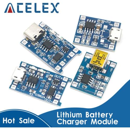 10PCs Micro USB 5V 1A 18650 TP4056 Lithium Battery Charger Module Charging Board With Protection Dual Functions 1A Li-ion