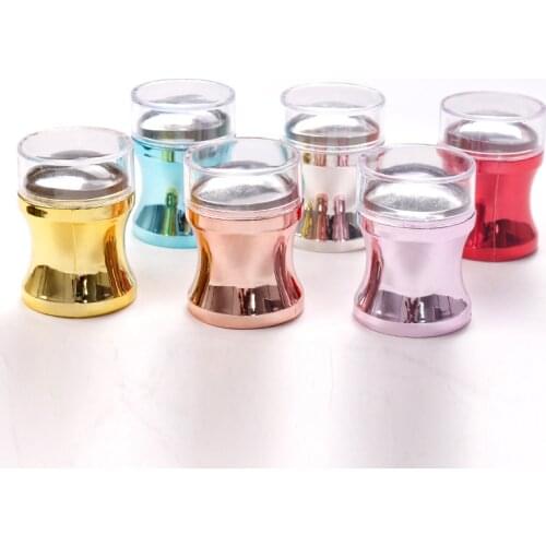 Mirror Nail Stamper Clear Silicone Head Manicure Scraper Polish Transfer Template Kits with Cap Nail Art Stamping Plate