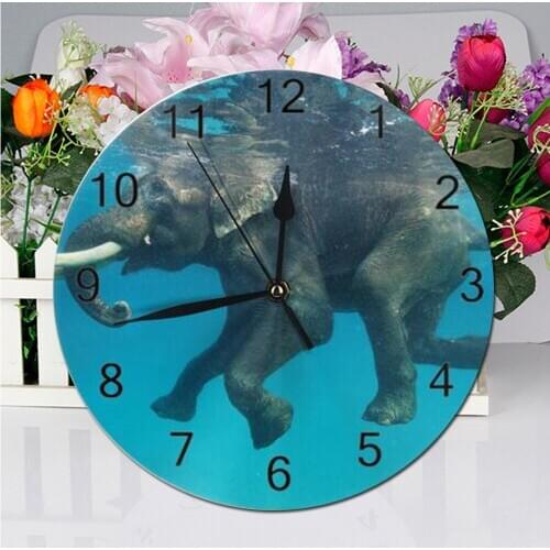 10Inch Elephant Wall Clock Numeral Digital Dial Mute Silent Non-Ticking Battery Operated Clock Decor Art for Living Room Kitchen