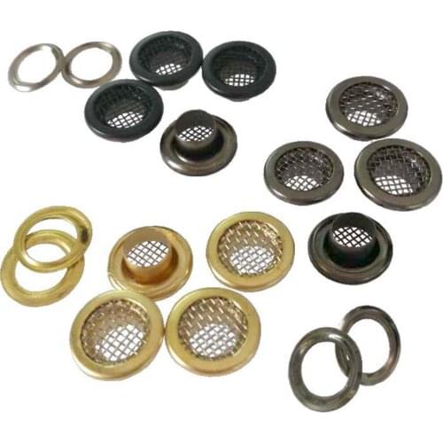 100sets/Lot 10mm Metal Brass Mesh Eyelets Washer Metal Grommet Light Gold/Black Nickle/Matte Black Color Free Shipping