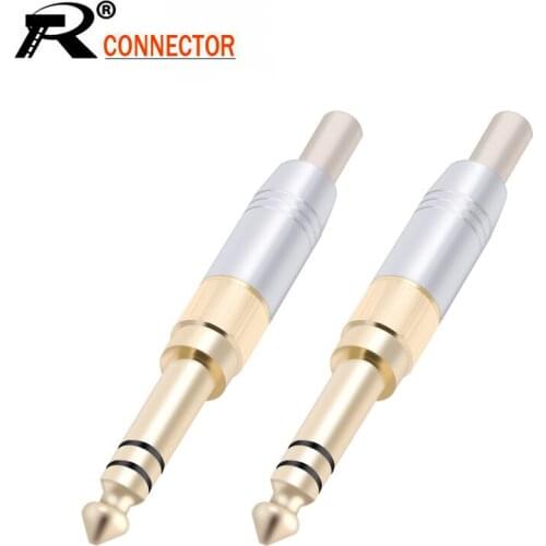 2sets/4pcs 6.35mm male plug to 3.5mm female jack + 3.5mm Stereo Plug W/Spring for 4mm Cable 2 in 1 audio connector assembly