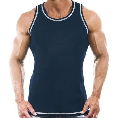 2019 New Summer Fashion Mens Vest Sleeveless Casual Top Muscles Exercise Training Sport Tank Top Running Fitness Vest-G