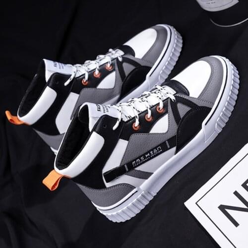 2021 Spring Mens Sneakers Mesh Breathable Matte Leather High Top Mens Shoes Large Size Size 46 Retro Casual Mens Boots Male