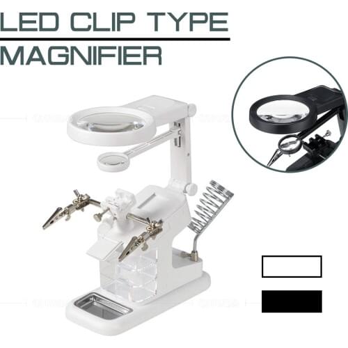 3 Hand Multifunction Soldering Iron Stand Welding Tool Illuminated Magnifying Glass LED Alligators Clip Holder Clamp