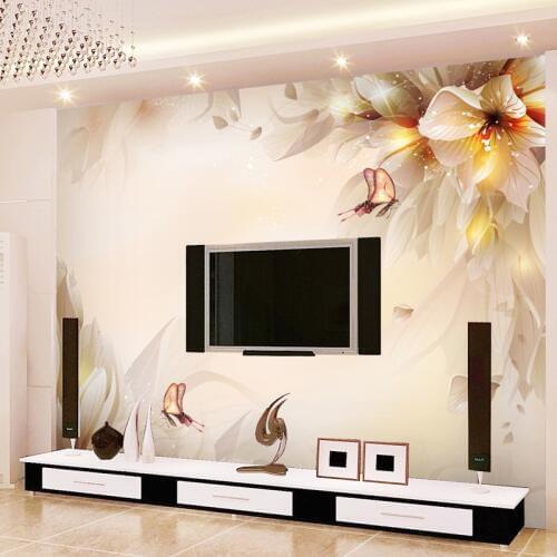 Custom 3D Wall Mural Wallpaper Modern Beautiful Flowers Wall Cloth Living Room TV Bedroom Background Wall Covering 3D Home Decor