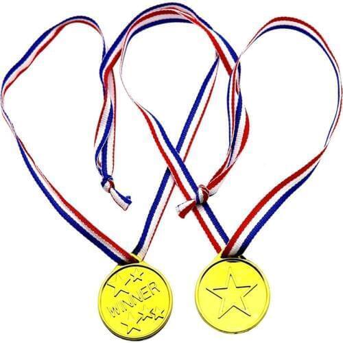 50 Pcs Gold Medals Kids First Place 1st Prize School Winners Sports Awards Party Play Games Gold Medal On Ribbon Ideal Birthday