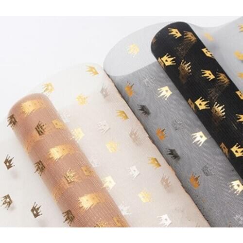 50cm*4.5m Crown Net Yarn Wrapping Paper Wedding Party Valentines Day Bouquet Gift Box Craft DIY Flowers Scrapbook Decorative
