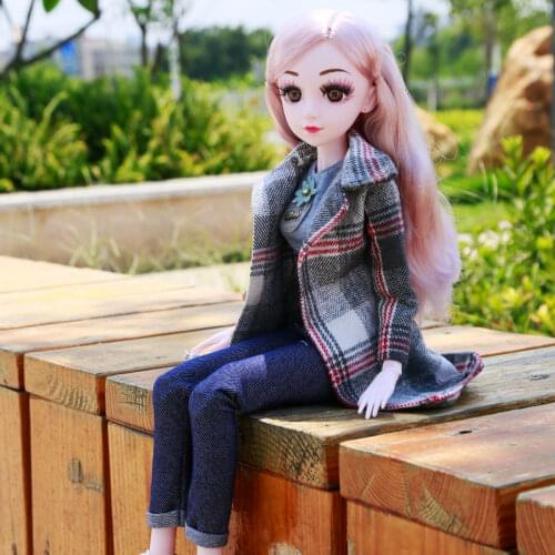 60 Cm Doll with 3D Big Eyes Can Be Dressed Up In Casual Clothes Skirt Simulation Doll Toys for Girls Christmas Gifts