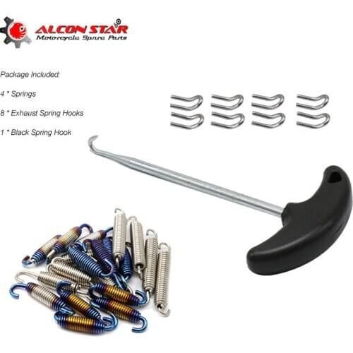 Alconstar - 13Pcs 35mm/60mm/50mm/70mm Stainless Steel Motorcycle Exhaust Pipe Mounting Spring Hooks Link